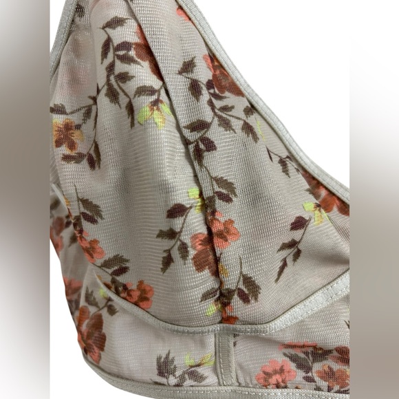 ✨NWT✨FREE PEOPLE Mesh CorsetStyle Floral Bralette Gray-Beige/Orange/Rust/Brown L - Picture 2 of 7
